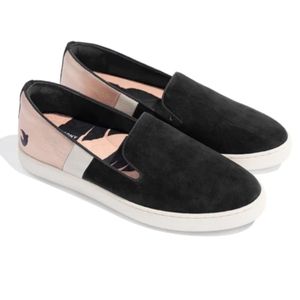 Birdies Greenish Black and Pink Women's Slip-on Sneakers